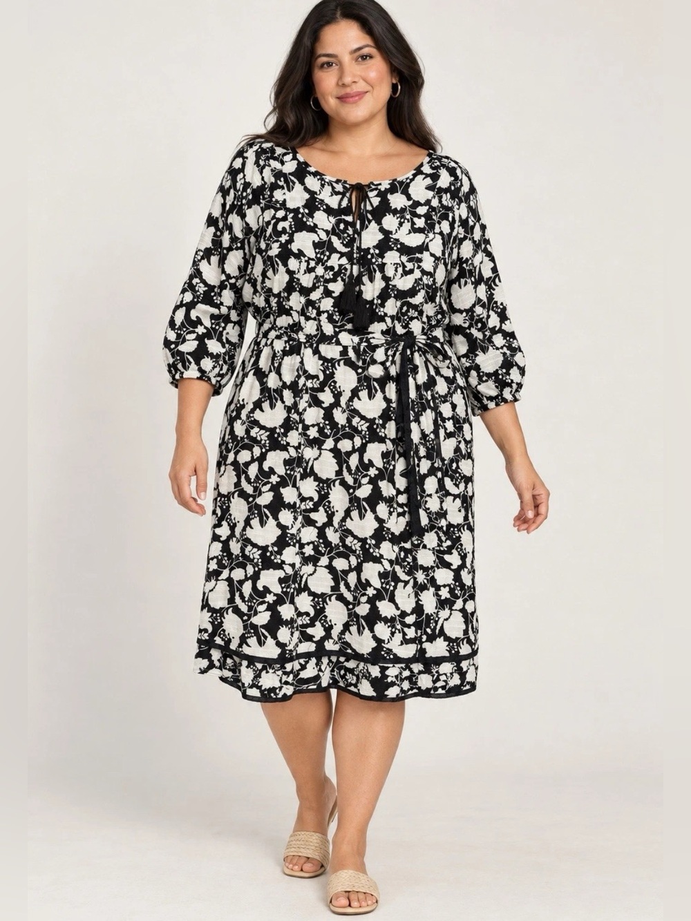 Studio Park x Amy Stran Floral Cotton Dress Black/White L A648605
